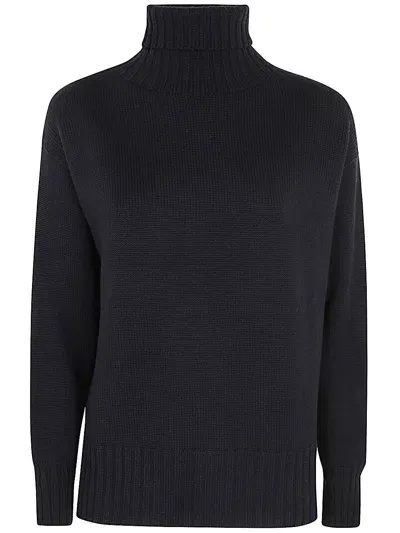 Drumohr Long Sleeves Turtle Neck Oversized Sweater In Blue