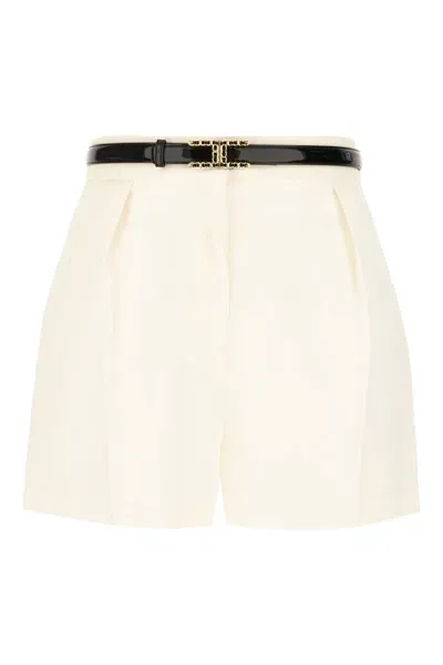 Elisabetta Franchi Ivory Wool Shorts In 360