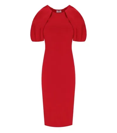 Elisabetta Franchi Red Passion Knitted Midi Dress