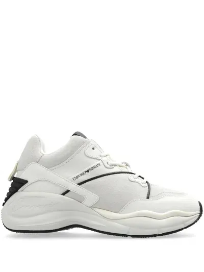 Emporio Armani Panelled Sneakers In White