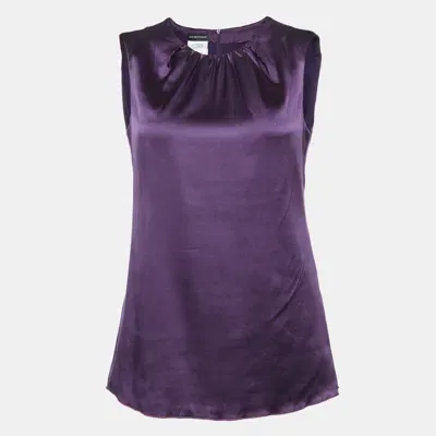 Pre-owned Emporio Armani Purple Silk Satin Sleeveless Top S