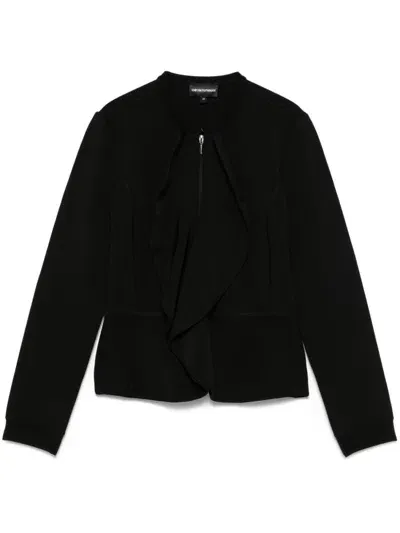 Emporio Armani Ruffled Jacket In Black