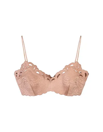 Ermanno Scervino Pink Silk Satin Bra Top With Embroidery