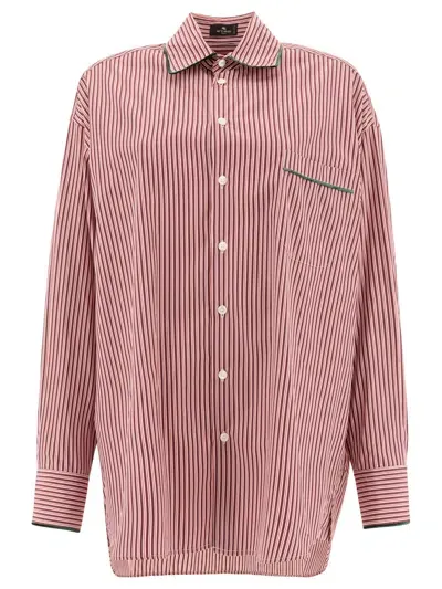 Etro Striped Poplin Shirt Shirts Bordeaux In Maroon