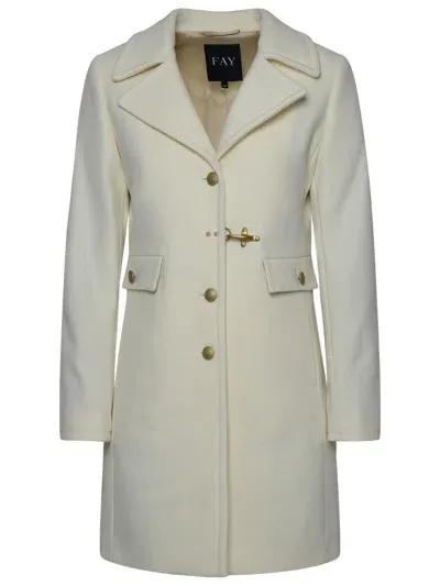 Fay Ivory Virgin Wool Blend Coat In Cream