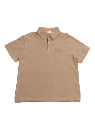 Fendi Kids'  Brown Polo In Beige