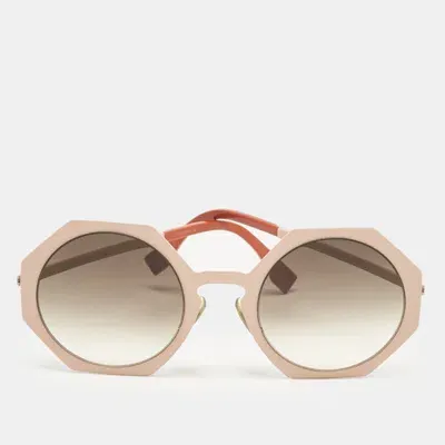 Pre-owned Fendi Peach/brown Gradient Ff0152/s Geometric Sunglasses In Orange