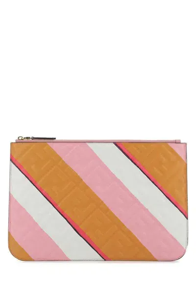 Fendi Allover Debossed Logo Print Wallet In Multicolor