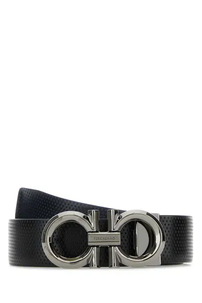 Ferragamo Black Leather Reversible Belt