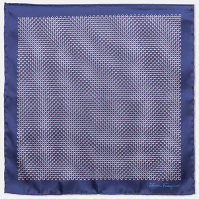 Pre-owned Ferragamo Blue Silk Gancini Pocket Square