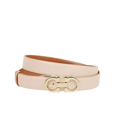 Ferragamo Gancini Buckle Reversible Belt In Pink