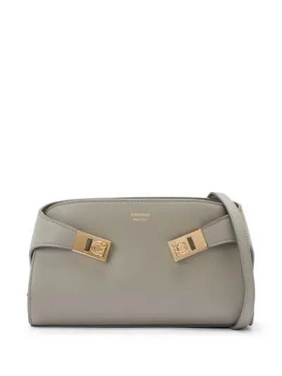 Ferragamo Hug Soft Shoulder Bags In Grey