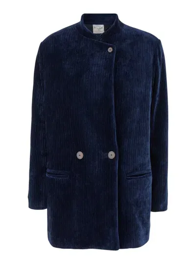 Forte Forte Knitted Courduroy Jacket In Blue