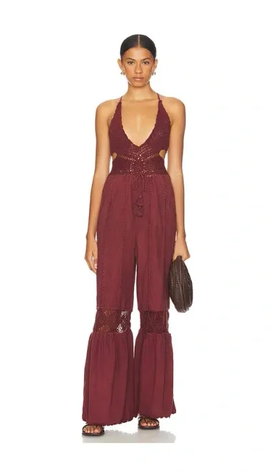 Free People X Revolve Freya Crochet One Piece Jumpsuit In Æ£•è‰²