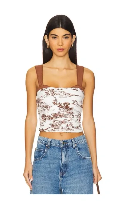 Free People Top Printed 2 Tone In Brown