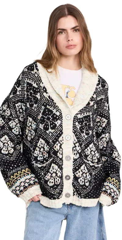 Free People Sasha Cardigan Onyx Blossom Combo