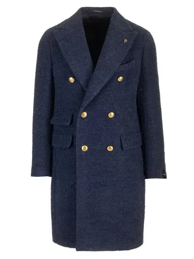 Gabriele Pasini Double-breasted Coat In Boucle In Blue