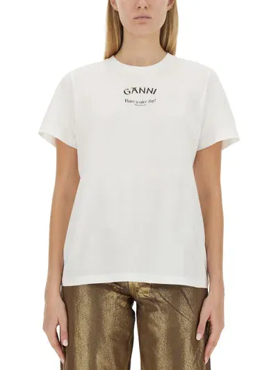 Ganni T-shirt With Logo In White