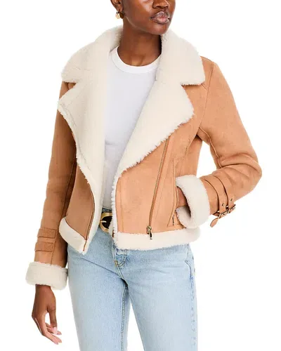 Generation Love Dion Faux Suede Jacket In Cognac/white