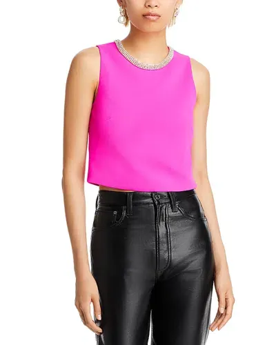 Generation Love Nia Rhinestone Collar Crepe Cropped Top In Magenta