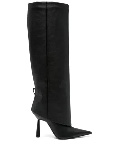 Gia Borghini 100mm Ros31 Faux Leather Tall Boots In Black