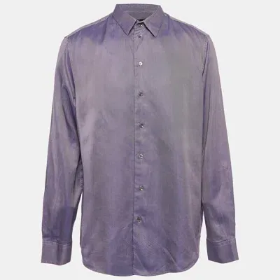 Pre-owned Giorgio Armani Purple Pattern Cotton Button Up Shirt Xxxl