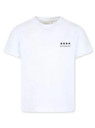 Givenchy Kids' White Crewneck T-shirt With 4g Logo Print In Cotton Boy In Gray