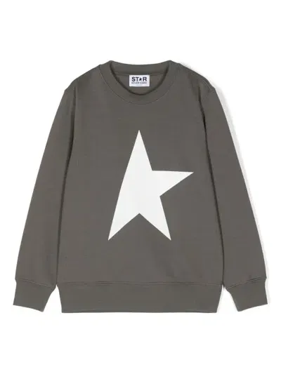 Golden Goose Kids' Felpa Con Stampa In Green