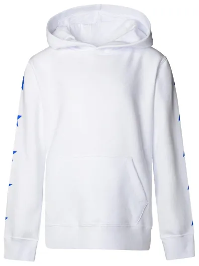 Golden Goose Kids' Star-printed Long Sleeved Hoodie In White/ Blue Royal