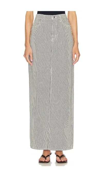 Grlfrnd Amara Maxi Pencil Skirt With Back Slit In Ticking Stripe