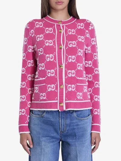 Gucci Cardigan In Lana Gg In Multicolor