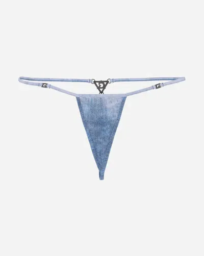 Guess Usa Triangle Thong Denim In Blue