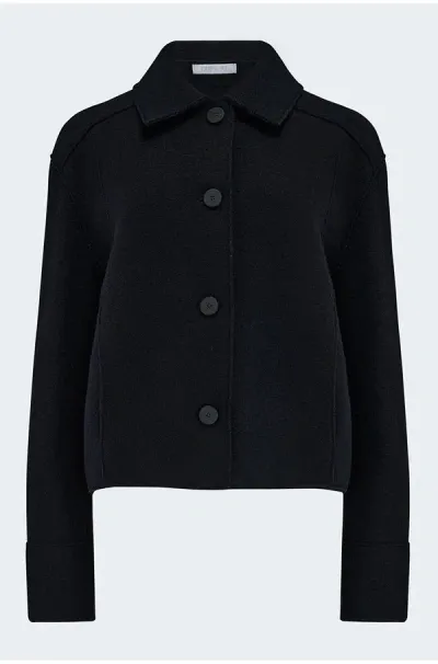 Harris Wharf London Cropped Coach Jacket Boiled Wool In Black