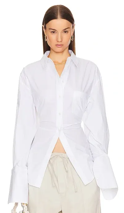 Helsa Poplin Lace Back Shirt In White