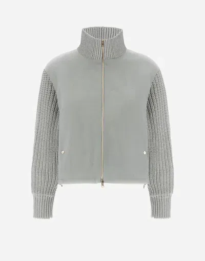 Herno Bomber Jacket In Cashmere In Grey