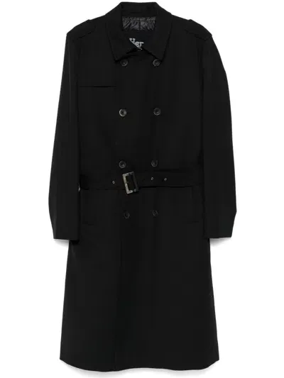 Herno Double-breasted Trench Coat In Black