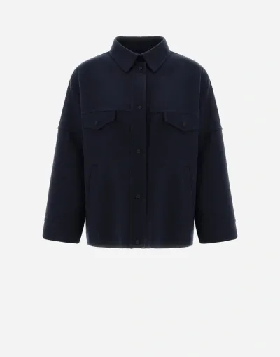 Herno Double-layered Wool Jacket In Navy Blue