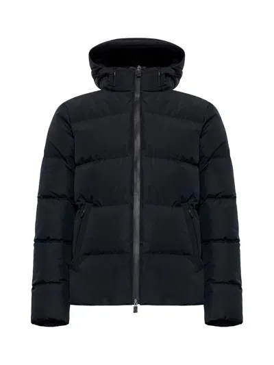 Herno Zip-up Hooded Puffer Coat In Black