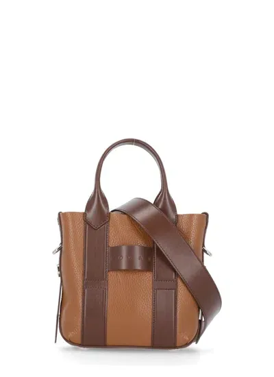 Hogan Script Hand Bag In Brown