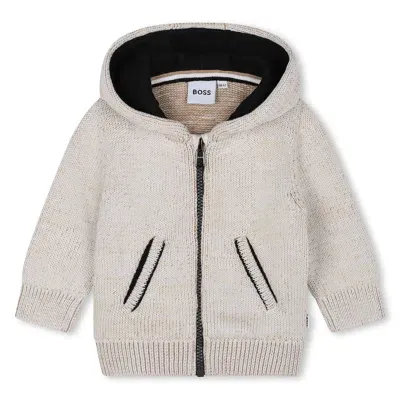 Hugo Boss Babies' Cardigan Con Logo In Beige