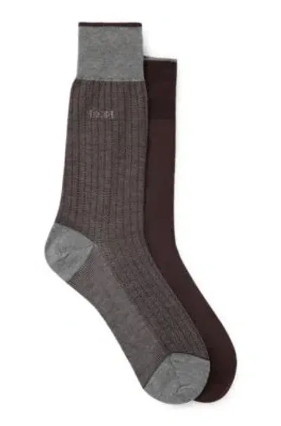 Hugo Boss Two-pack Of Socks In Mercerized Cotton In Light Red