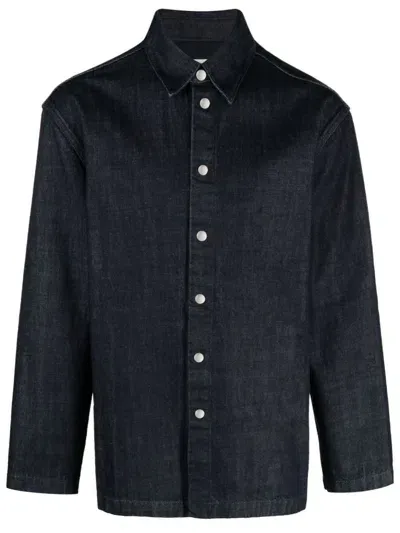 Jil Sander Midnight Blue Cotton Denim Shirt In Black