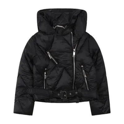 John Richmond Kids' Short Padded Jacket With Wide Collar In Nero