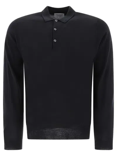 John Smedley "belper" Merino Wool Polo Shirt In Black