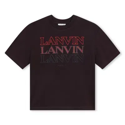 Lanvin Kids' T-shirt Con Logo In Marrone