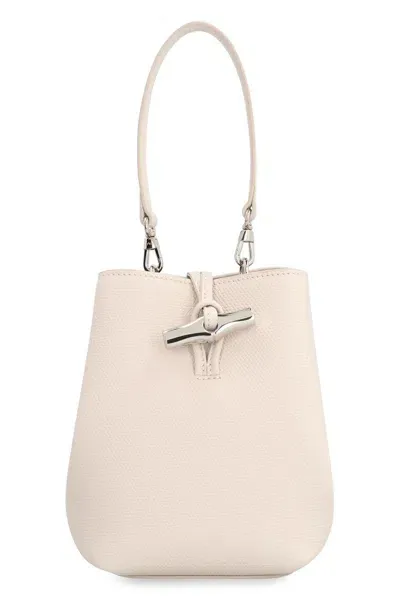 Longchamp Le Roseau Xs Leather Bucket Bag In Beige