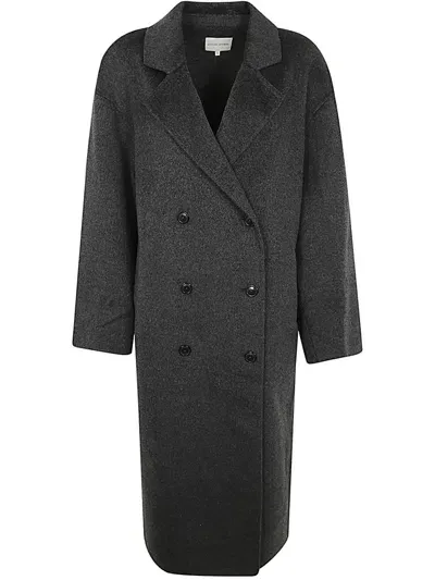 Loulou Studio Borneo Double Breast Wool Long Coat In Grey