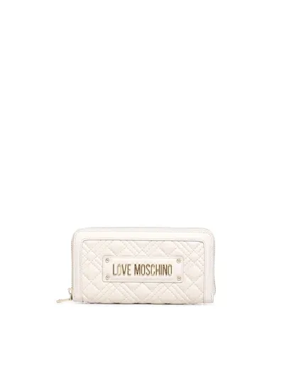 Love Moschino Zip Around Quilted Wallet In Burgundy