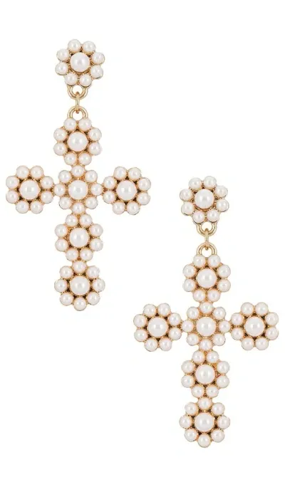 Lovers & Friends Candace Cross Earrings In Ivory