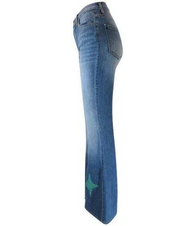 Madison Maison Designing Hollywood  X ™ Denim Emerald Jean With Glitter Star In L